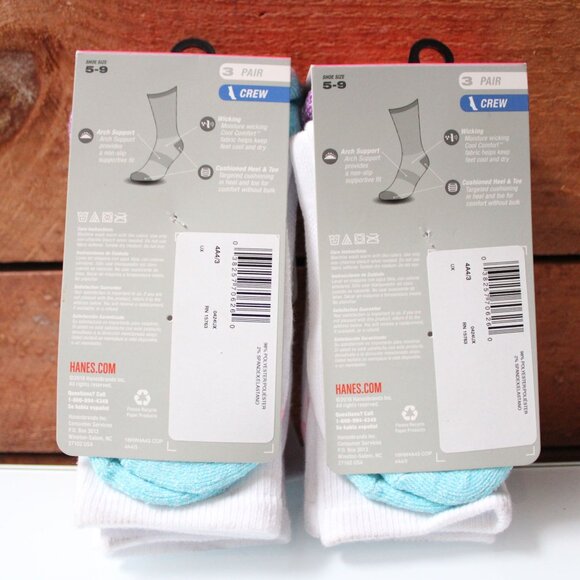 Hanes Sport Women’s Crew Socks 5-9 Cool Comfort Arch Support 3-Pair Lot of 2 - Picture 5 of 6
